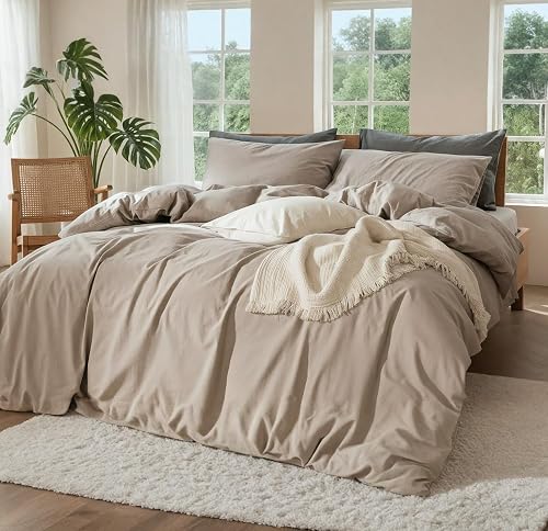 100% Pure Linen Blend Sheets Set, Natural Flax Beddings Soft, Breathable and Durable for Hot Sleepers,Comfortable for All Seasons,Anti-Tear Linen Bed Sheets,18 Inch Deep Pocket - 4 Piece