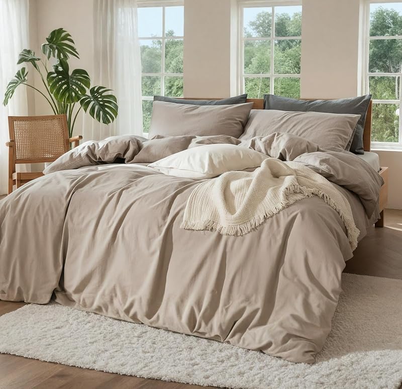 100% Pure Linen 4 Piece Sheet Set, Cooling and Breathable Flax Bed Sheets for Hot Sleepers, All Season Comfort, Anti-Tear and Durable Bedding, 18 Inch Deep Pocket(Natural Linen,Queen)