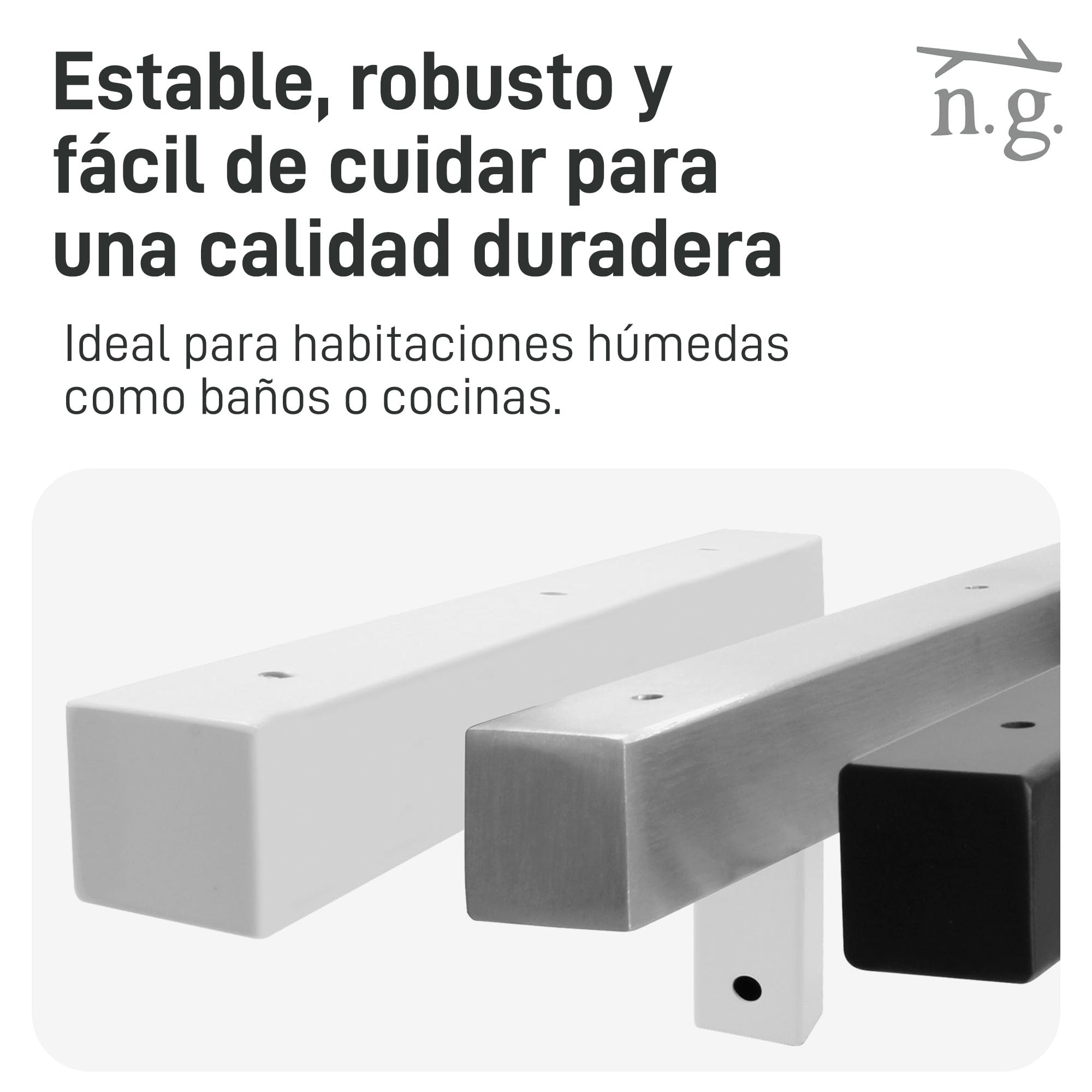 Natural Goods Berlin 2X Escuadras para Estanterías Ángulo | Montaje en Pared Sencillo | Escuadra de Carga Pesada para Lavabo y Estante de Pared | Soporte de Estante de Metal en Negro | 450 mm