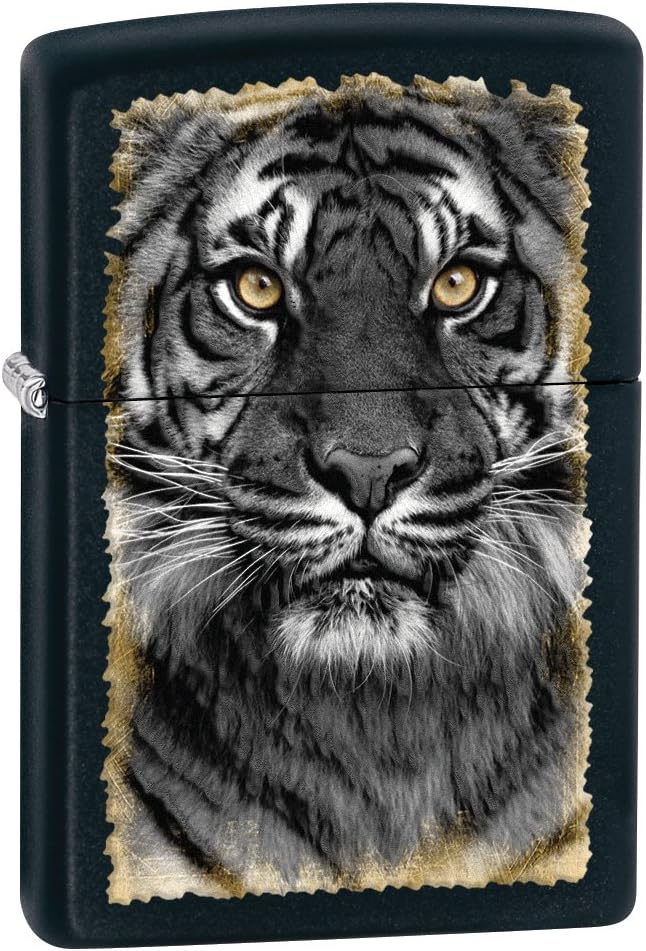 Zippo Matte Tiger Lighter (Black, 5 1/2x 3 1/2-Cm)
