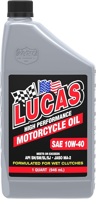 Aceite de motocicleta Lucas Oil 10767 convencional de alto rendimiento SAE 10W-40 - 1 cuarto