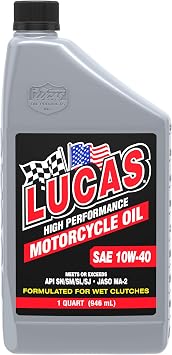 Lucas Oil 10767 High Performance Conventional SAE 10W-40 Motorcycle Oil - 1 Quart