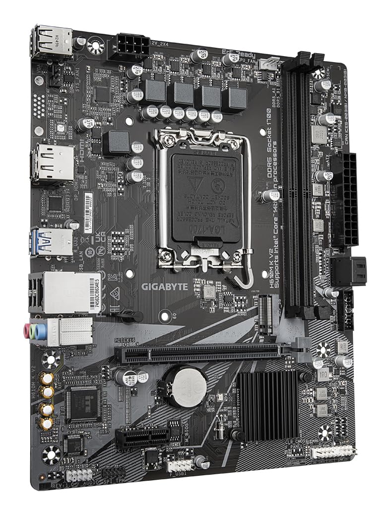 GIGABYTE H610M K V2 Scheda madre - CPU Intel Core 14ª generazione, fino a 5600 MHz DDR5, 1xPCIe 3.0 M.2, LAN 1GbE, USB 3.2 Gen 1