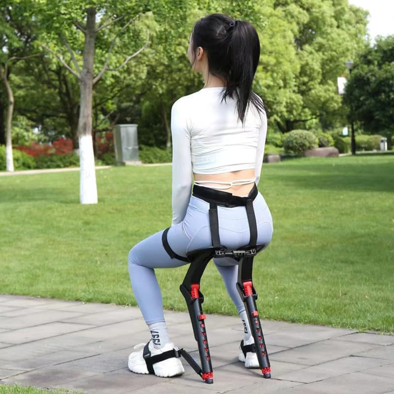 Sgabello Regolabile Indossabile Invisibile Sedia da Viaggio Esoscheletro Levitazione, Sedile Ergonomico Leggero per Lavoro Metropolitana Carico 280Lbs