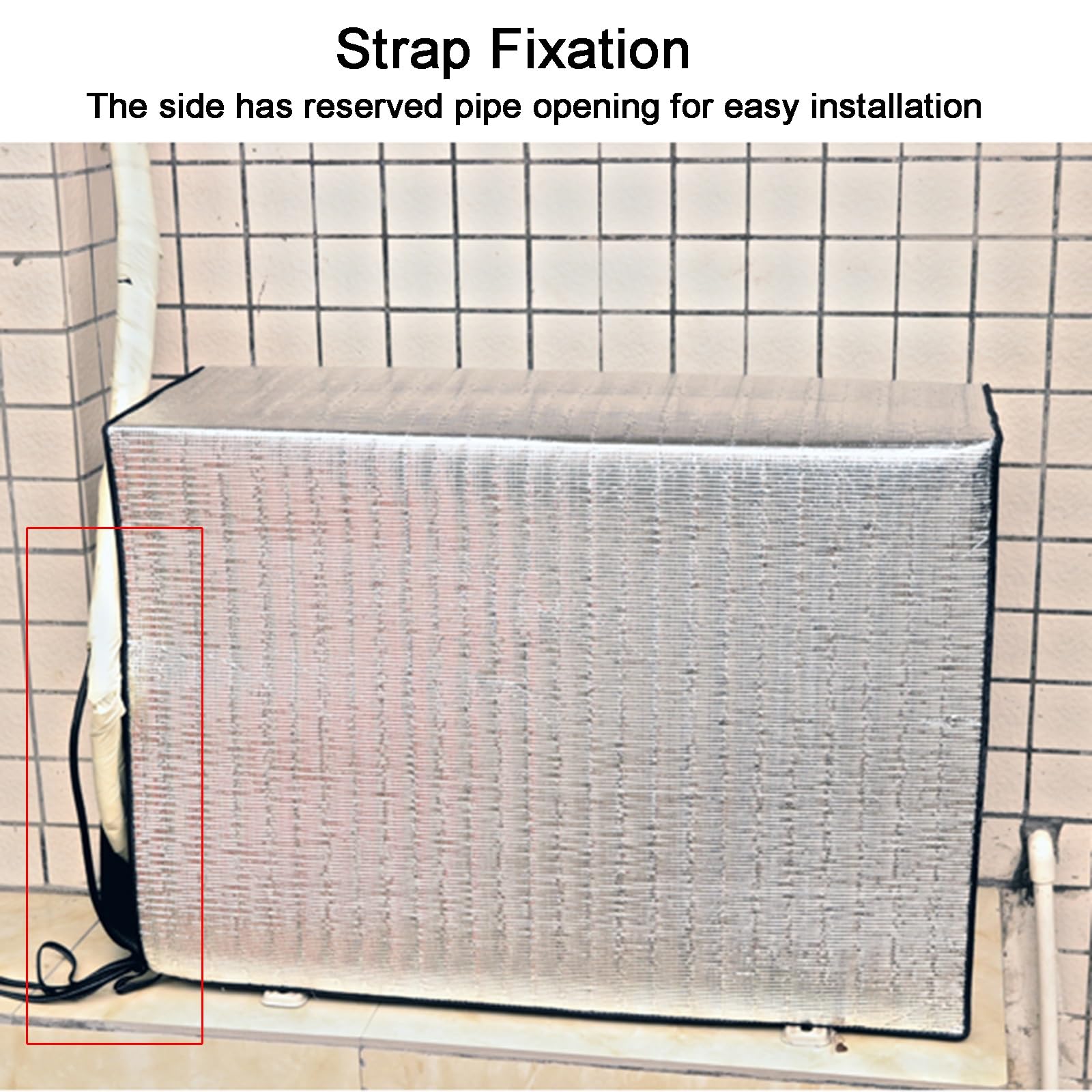 Copri Condizionatore, Copri Motore Condizionatore Esterno con Pellicola in Alluminio, Copri Condizionatori da Esterno Completamente Sigillata con Elastico Antivento(100x80x43cm/39x31x17in)
