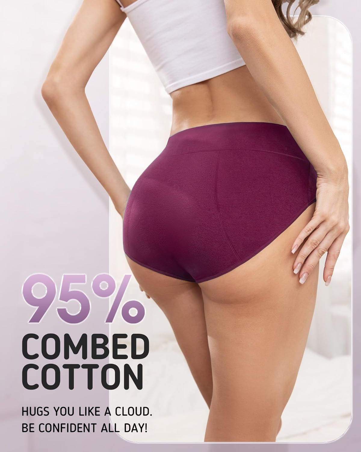 Womens Period Underwear Heavy Flow Menstrual Period Panties Leak-Proof Hipster Panty for Female Teens Girls 3 Pack - Image 4