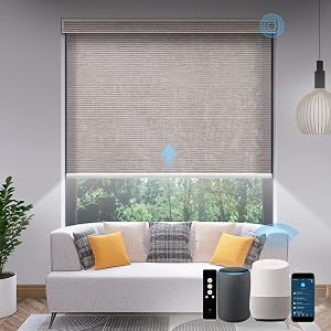 SmartWings Motorized Light Filtering Shades Work with Matter Thread Homekit Z-Wave Alexa Google 70 Blackout Shades Translucent Cordless