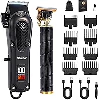 soieho Professional Cordless Hair Clippers for Men - T-Shaped Zero-Gap Trimmer Set with LED Display, 3Hr Battery & Accessories