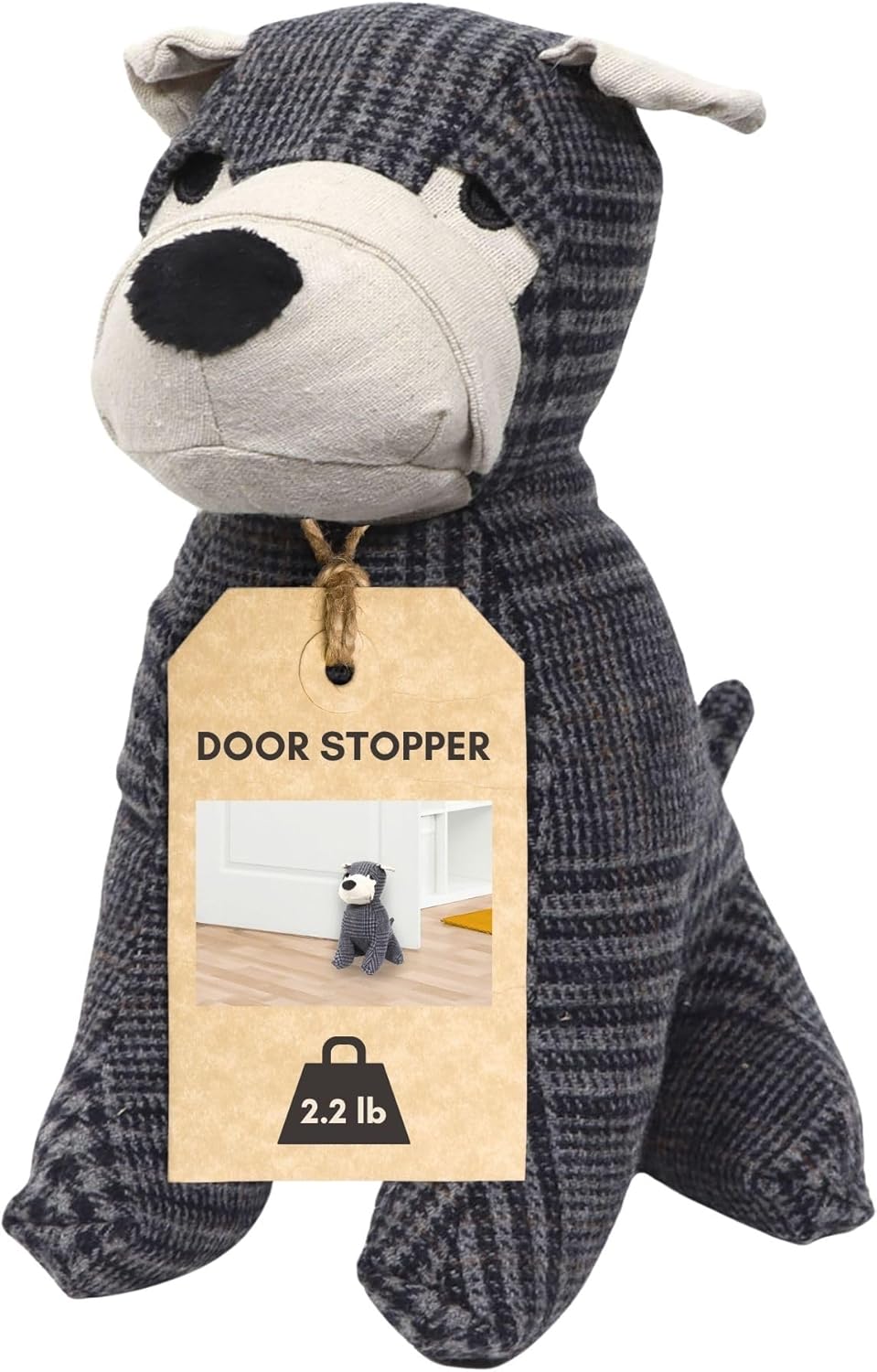 Decorative Dog Door Stop - 2.3 lb. Weighted Door Stopper for Living Room, Bedroom or Office - Adorable Puppy Design - Durable and Stylish Door Holder (Gray)