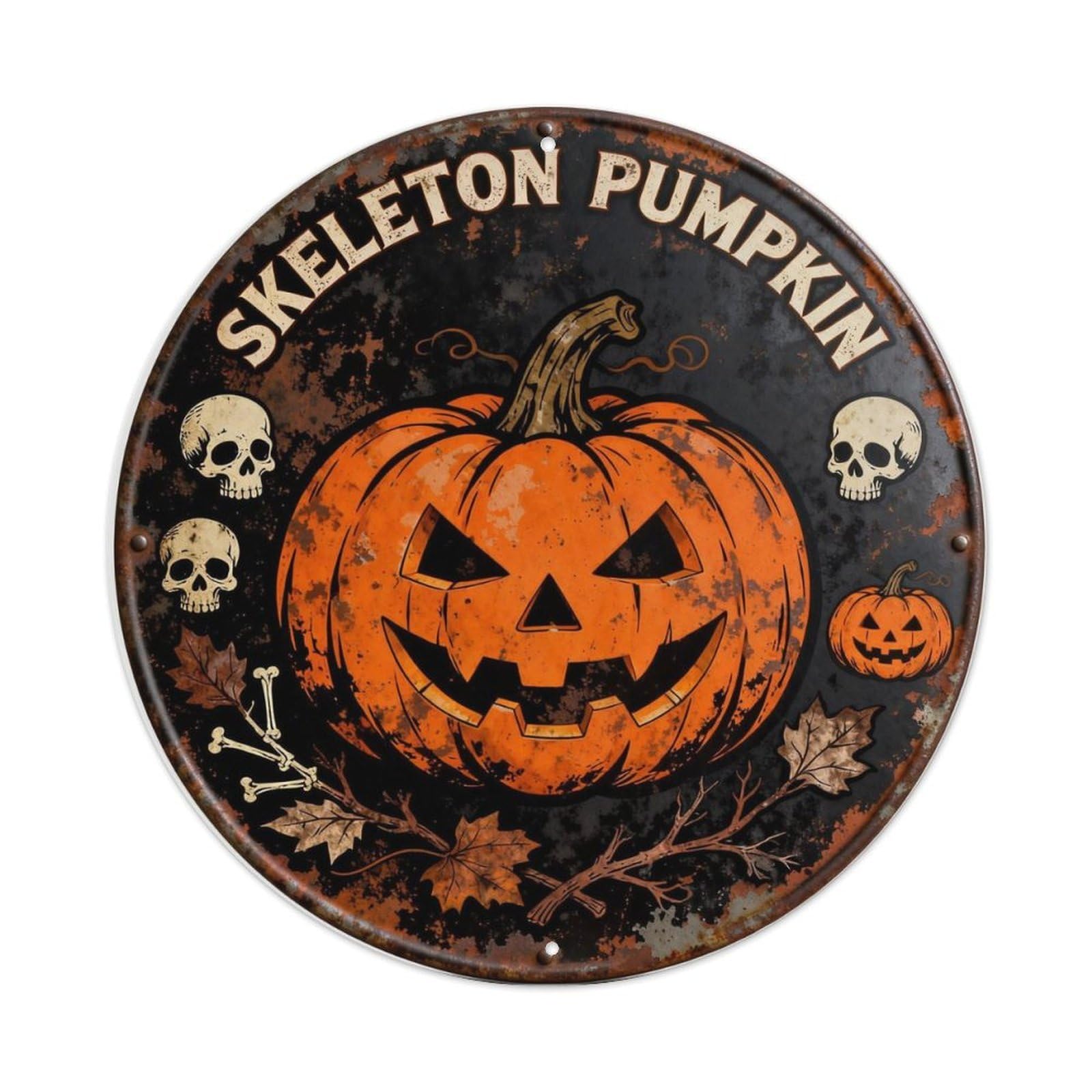 SKELETON PUMPKIN Metal Tin Sign Plaque