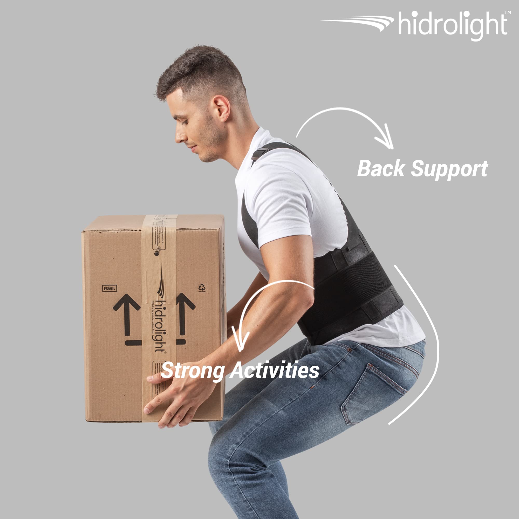 HIDROLIGHT Lumbar Support Strap With Flexible Steel Rods - Lower Back Pain Relief & Posture Corrector For Men & Women (Black, X-Large) - View #2