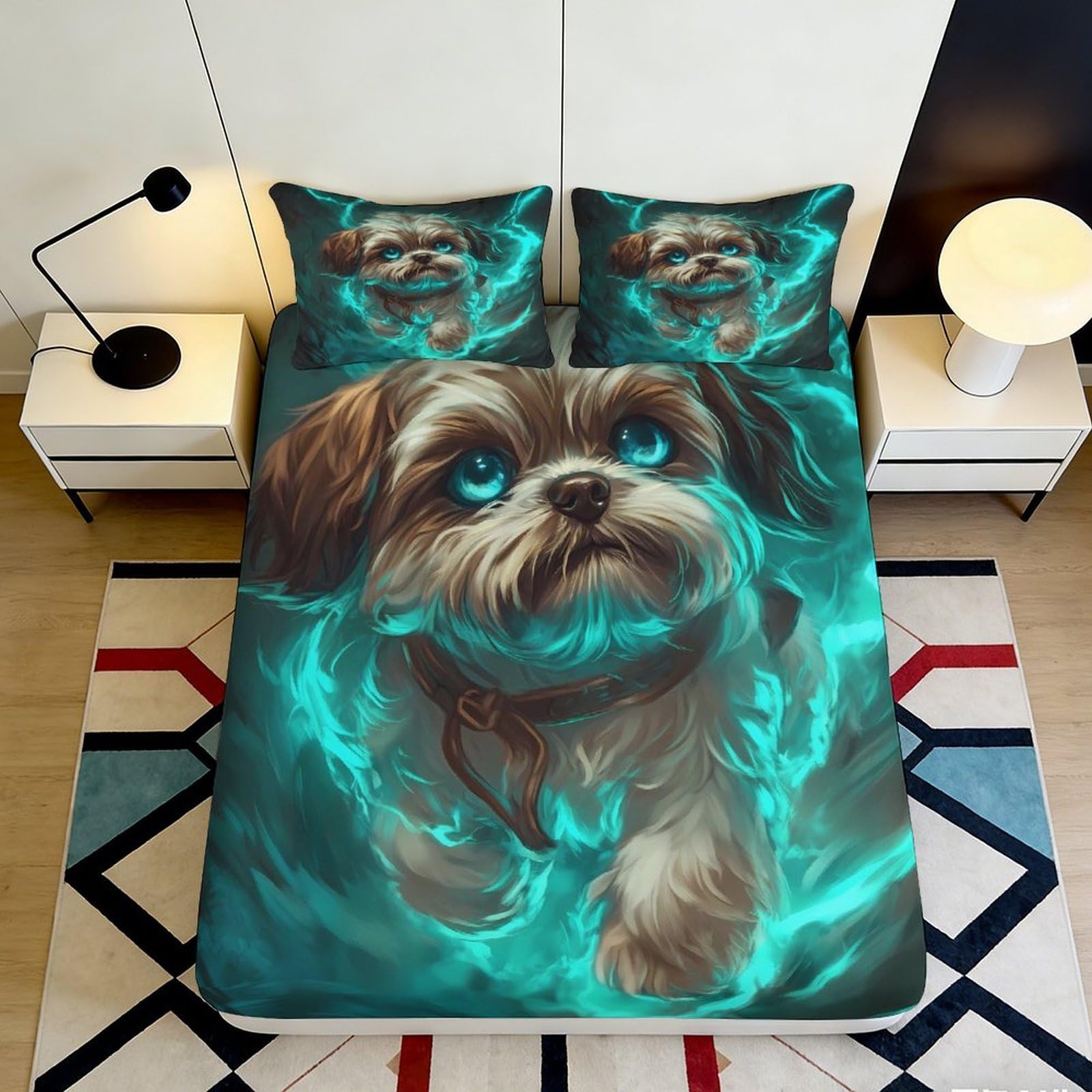 3D Printed Sunflower Fitted Sheet Microfiber Deep Pocket Bedroom Bedding Sunflower Mattress Fitted Cover Non-Slip Full Wrap 160x200x25cm