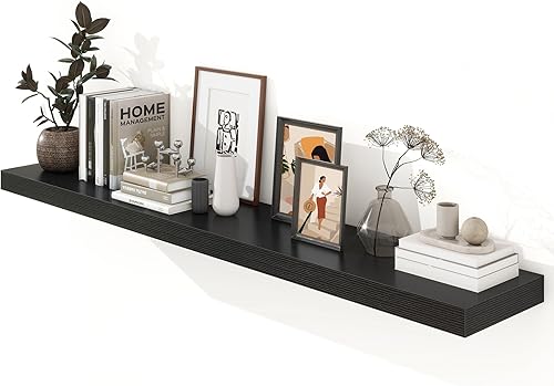 Miniatura 69 de Estantes flotantes de 12 pulgadas de profundidad, juego de 2 estantes flotantes marrones de 16 pulgadas, estantes rústicos de 16 pulgadas de ancho x