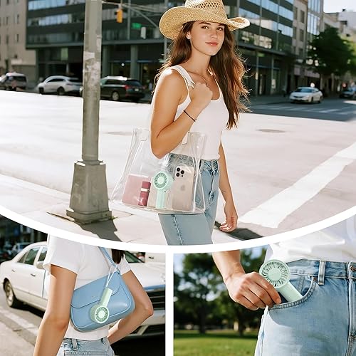 Miniatura 3 de HandFan Ventilador de mano silencioso y potente, ventiladores pequeños de 5 velocidades portátil, tamaño de bolsillo, turbo, recargable USB-C,