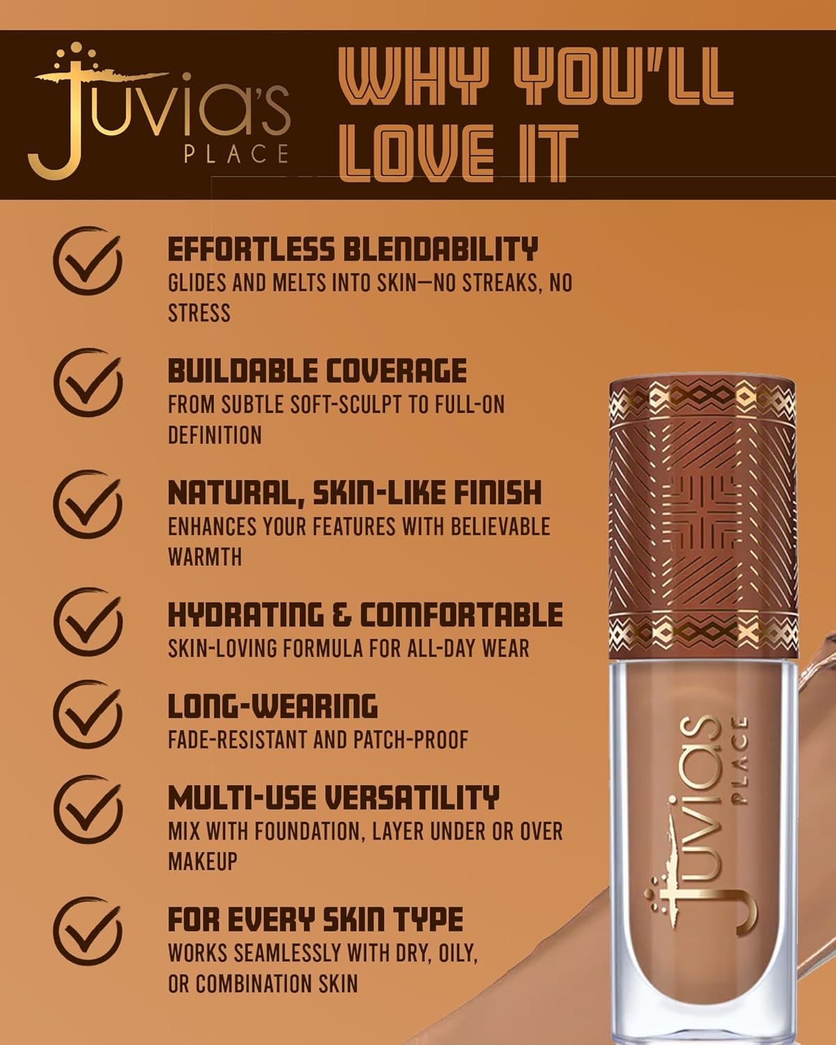 Juvia’s Place Bronzed Liquid Bronzer - Biscotti - Liquid Bronzer for Face with Silky Blendable Texture - Buildable Coverage for Natural Contour & Dimension - Easy-to-Blend, Patch-Proof Formula - Image 4