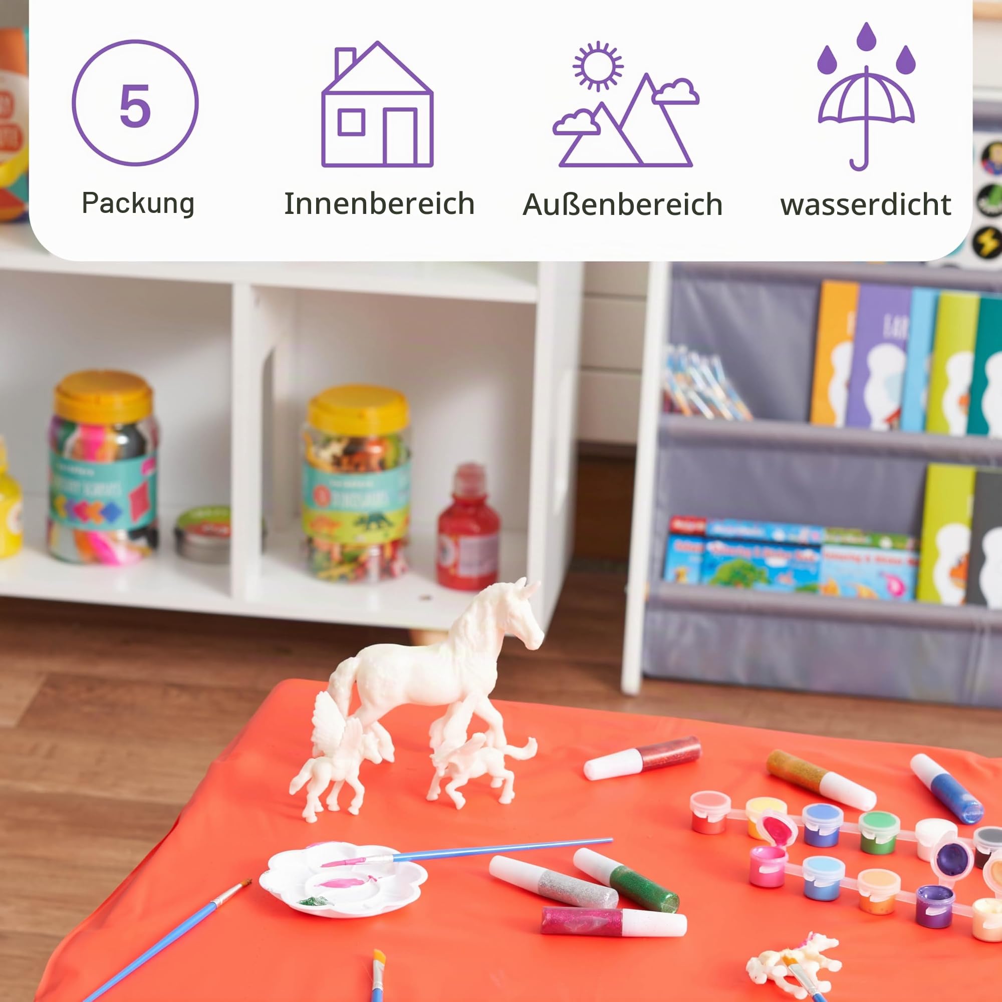 Bramble - 5 Tischdecken zum Basteln & Malen, Kinderspielmatte 150x150cm - Kunststofftuch wasserdicht, leicht zu reinigen, Schmutzfangdecke