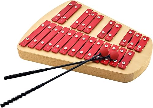 MUSICUBE 23 llaves de metal soprano Glockenspiel para adultos y niños, xilófono profesional bien afinado con 2 batidores de goma, instrumento
