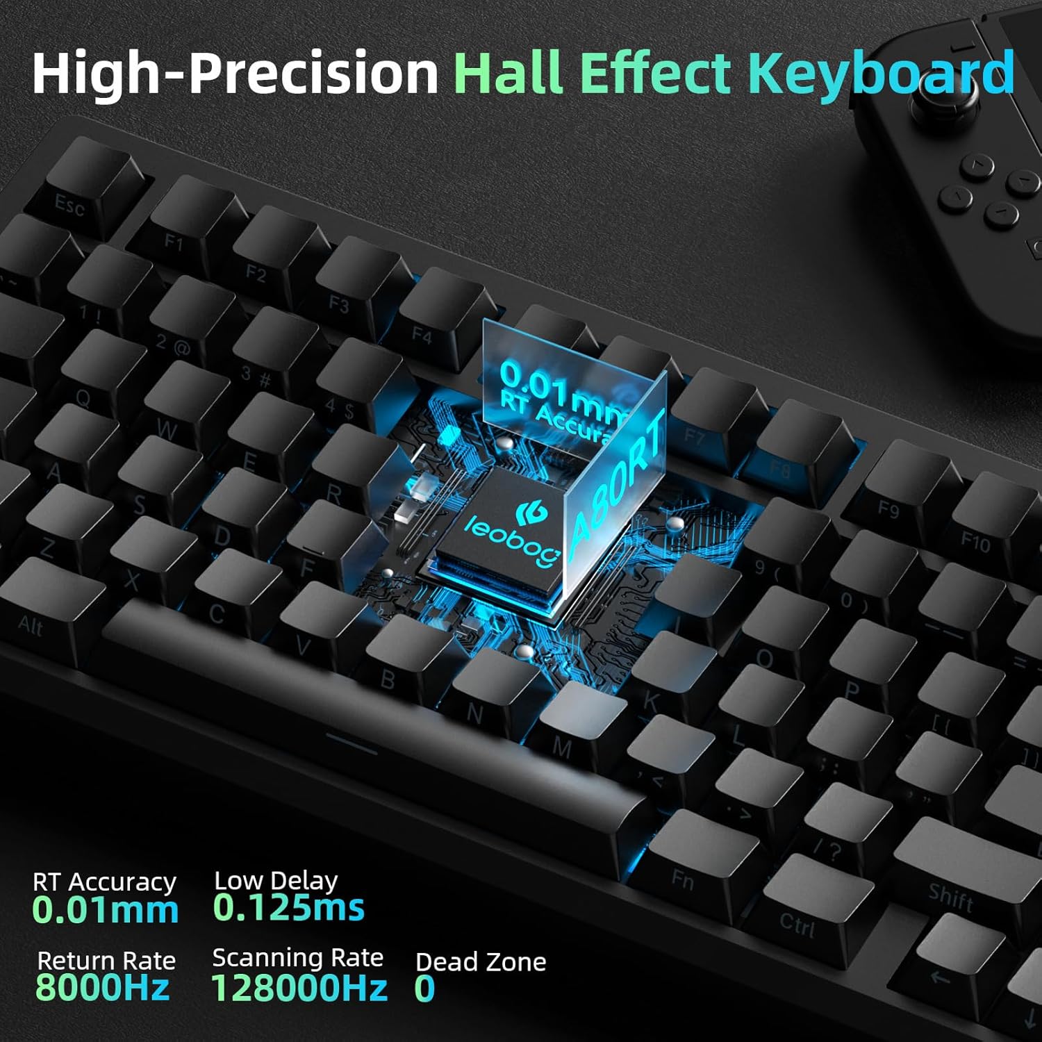 LEOBOG A80 RT Hall Effect Gaming Keyboard Wired, Rapid Trigger Magnetic Switch Keyboard with 0.01mm RT Adjustable Actuation, 8000Hz Polling Rate, RGB Backlit Mechanical Keyboard 75% for PC Gamer