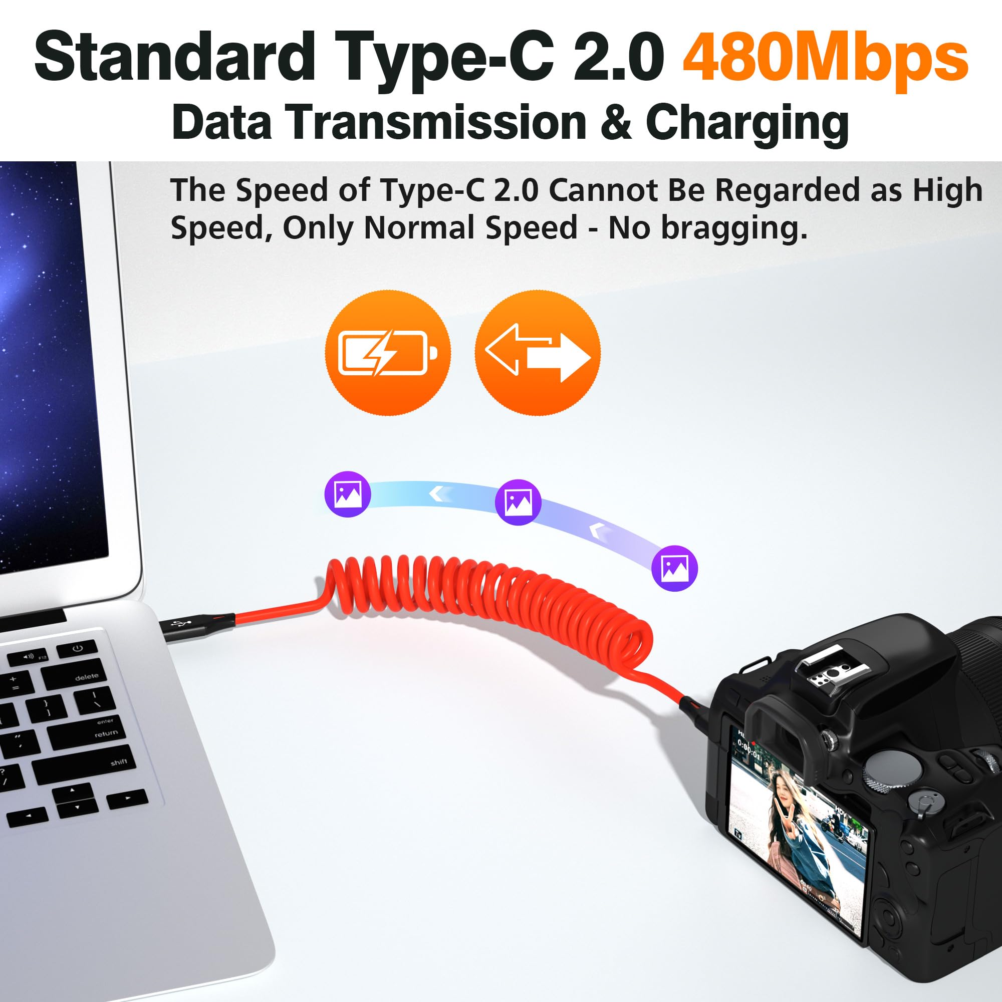 AGVEE Cavo a spirale da USB-C a mini USB, 91 cm, certificato USB-IF, cavo di ricarica e sincronizzazione dati per TI-84, Garmin GPS, Go-Pro Hero 4 3 2 HD, controller PS3, fotocamera Canon Nikon, Blue