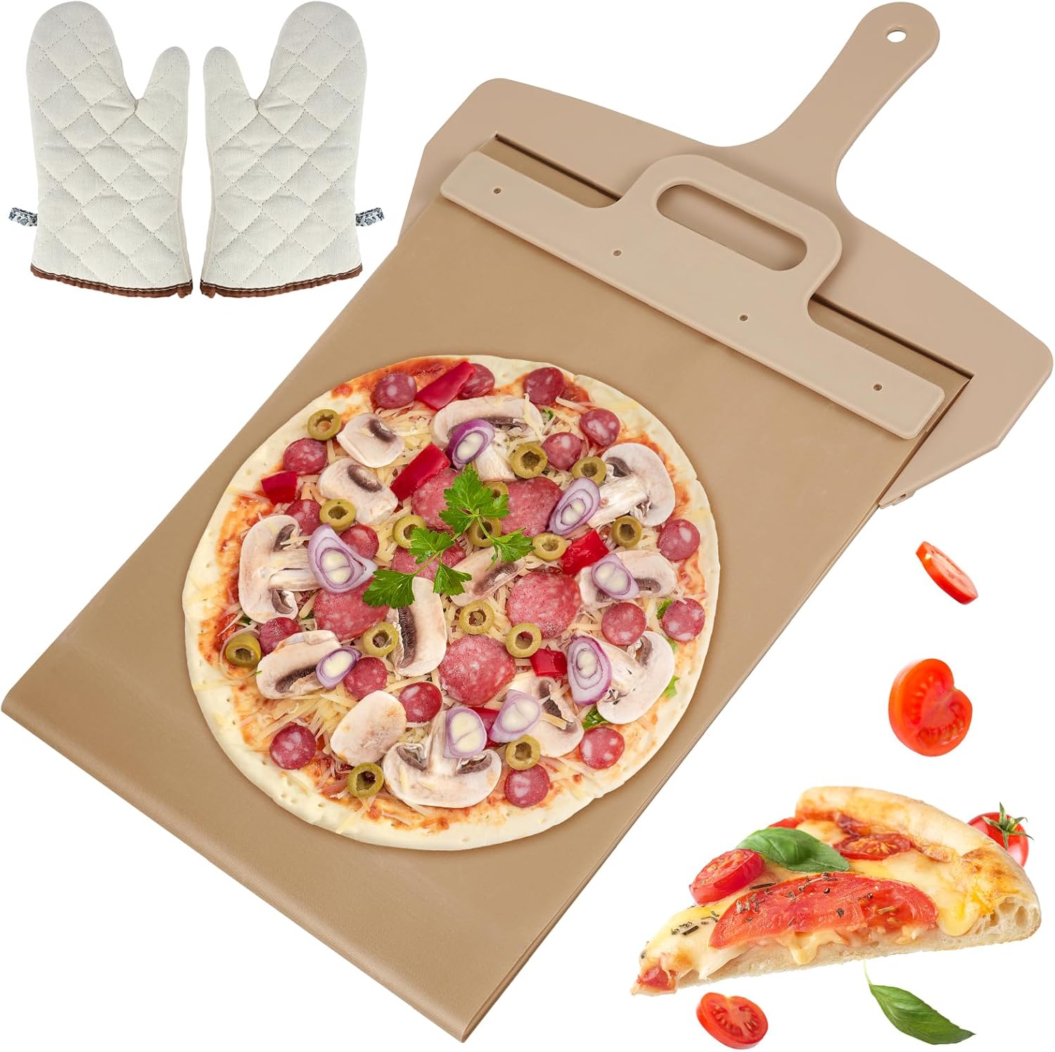 Sliding Pizza Peel with Handle Wooden Sliding Pizza Shovel Portable