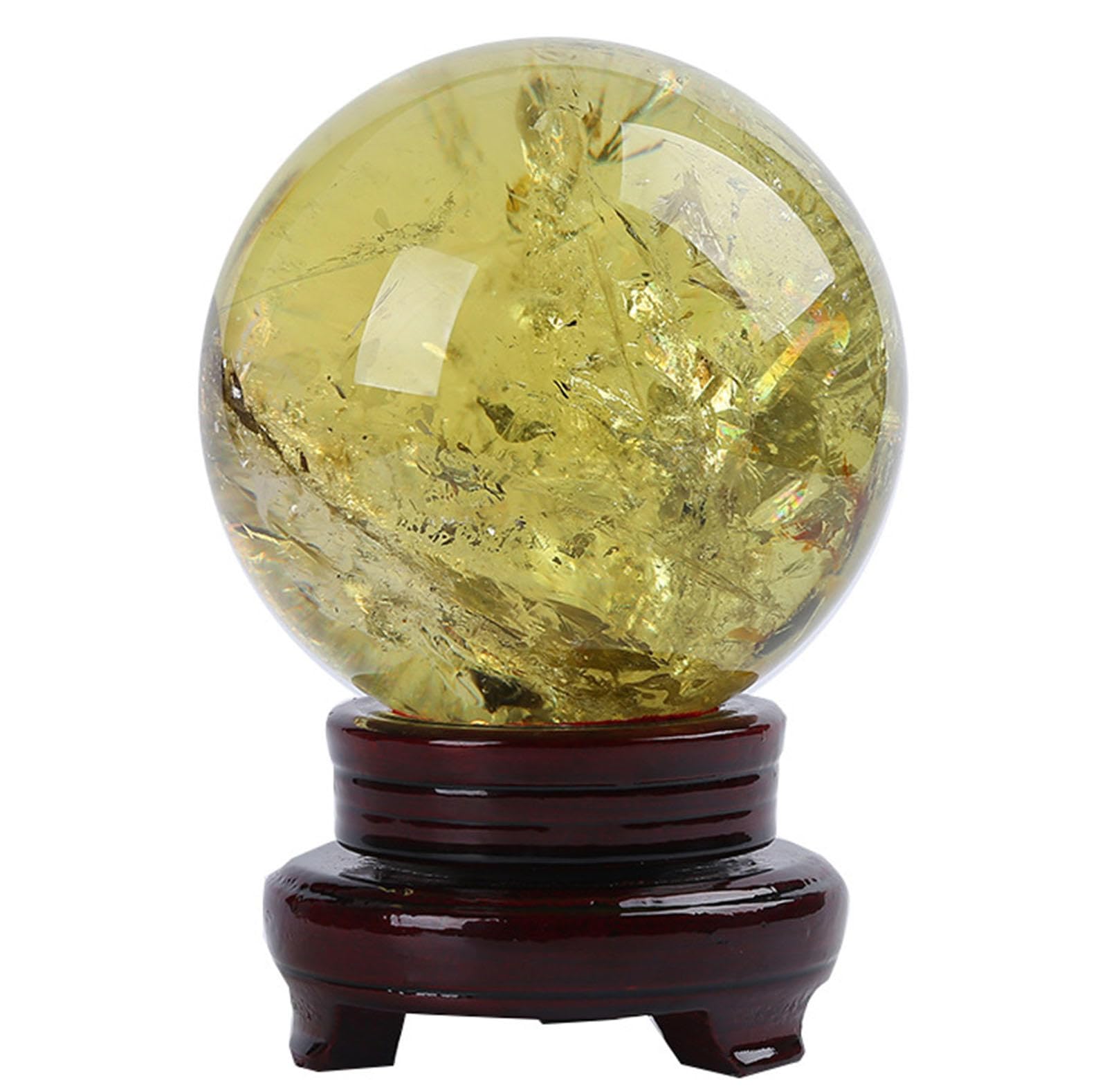 PKNVKZIDK Yellow Crystal Ball Ornament Citrine Quartz Gemstones Sphere Decorative Witchcraft for Living Room Bedroom TV Cabinet Crafts Gifts,7cm/2.7in