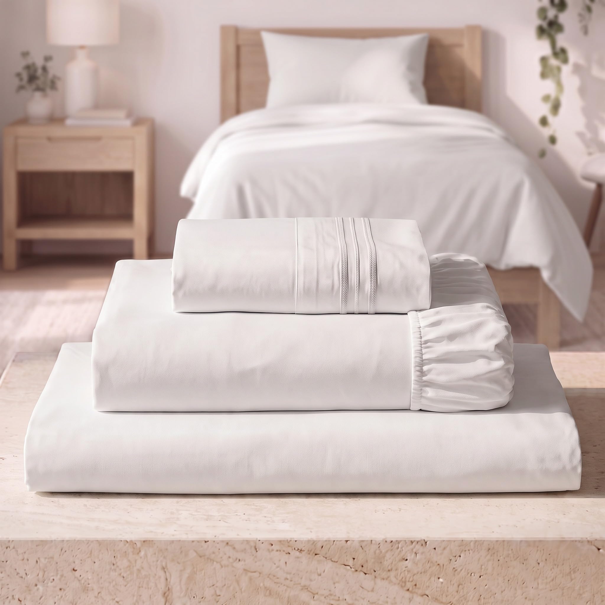 Mellanni Iconic 3-Piece, Ultra Soft Sheet Set (Twin, White)