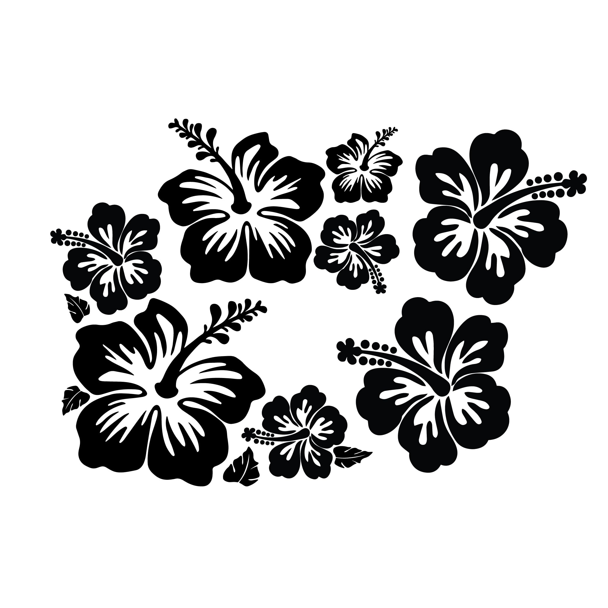 Yoonek Graphics Hawaii Hibiscus Flower Set of 4 Vinyl Decal Transfer Tape Designed for Applications on car Windows, laptops, and Various Surfaces. No
