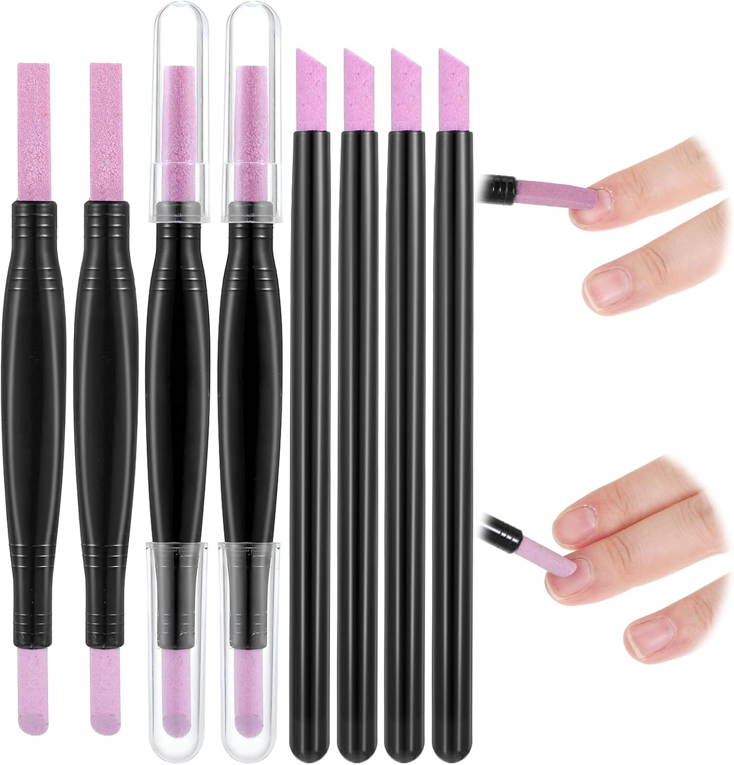 8 PCS Round Nail File, Pumice Stone Nail File Polishing Pen Stick