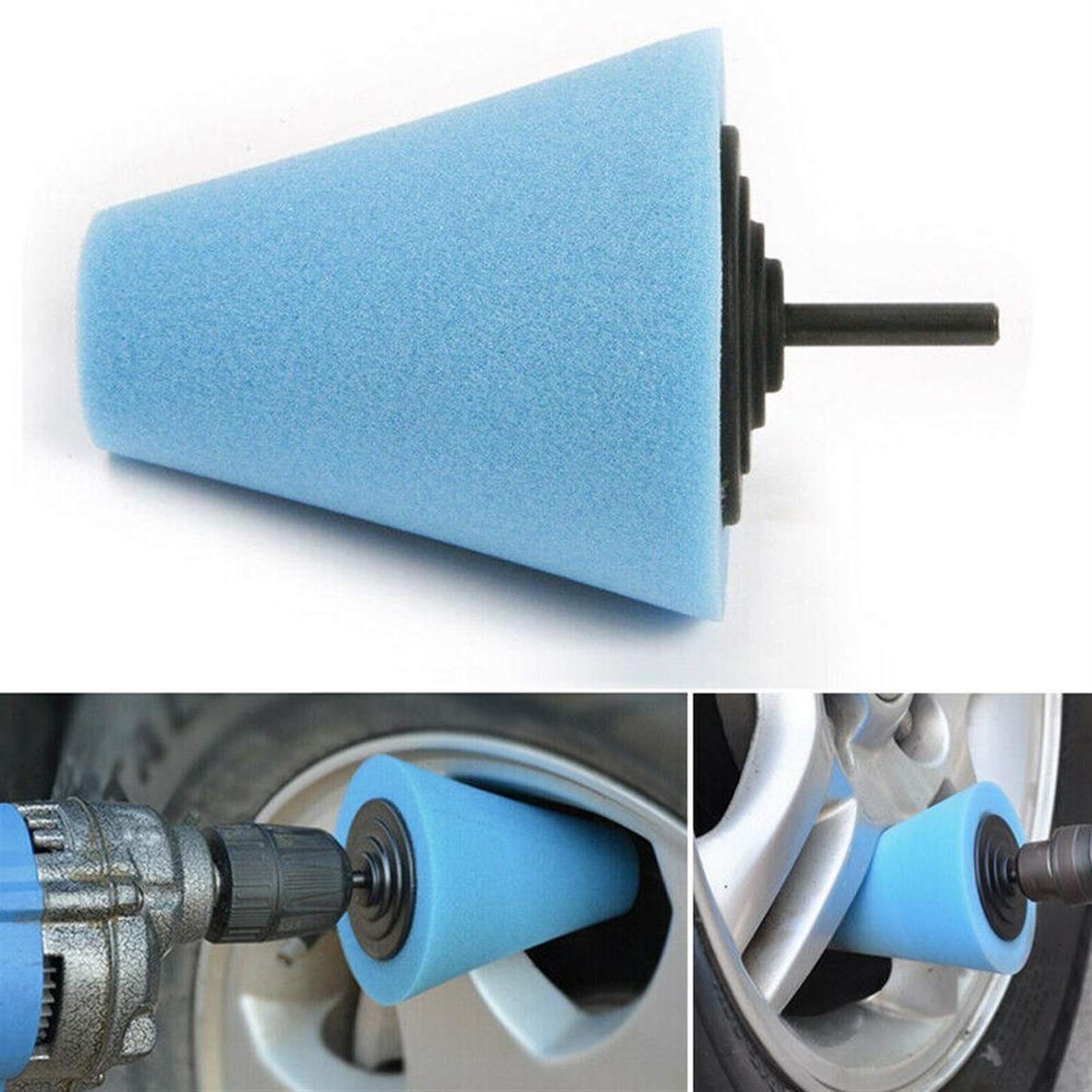 Catena da Neve per Auto, Lucidatrice per Auto Pneumatici Ruota Strumento per mozzo Ruota Schiuma per lucidatura Spugna Lucidatrice Lucidatrice a Forma di Cono Mozzi Ruota Disco (No