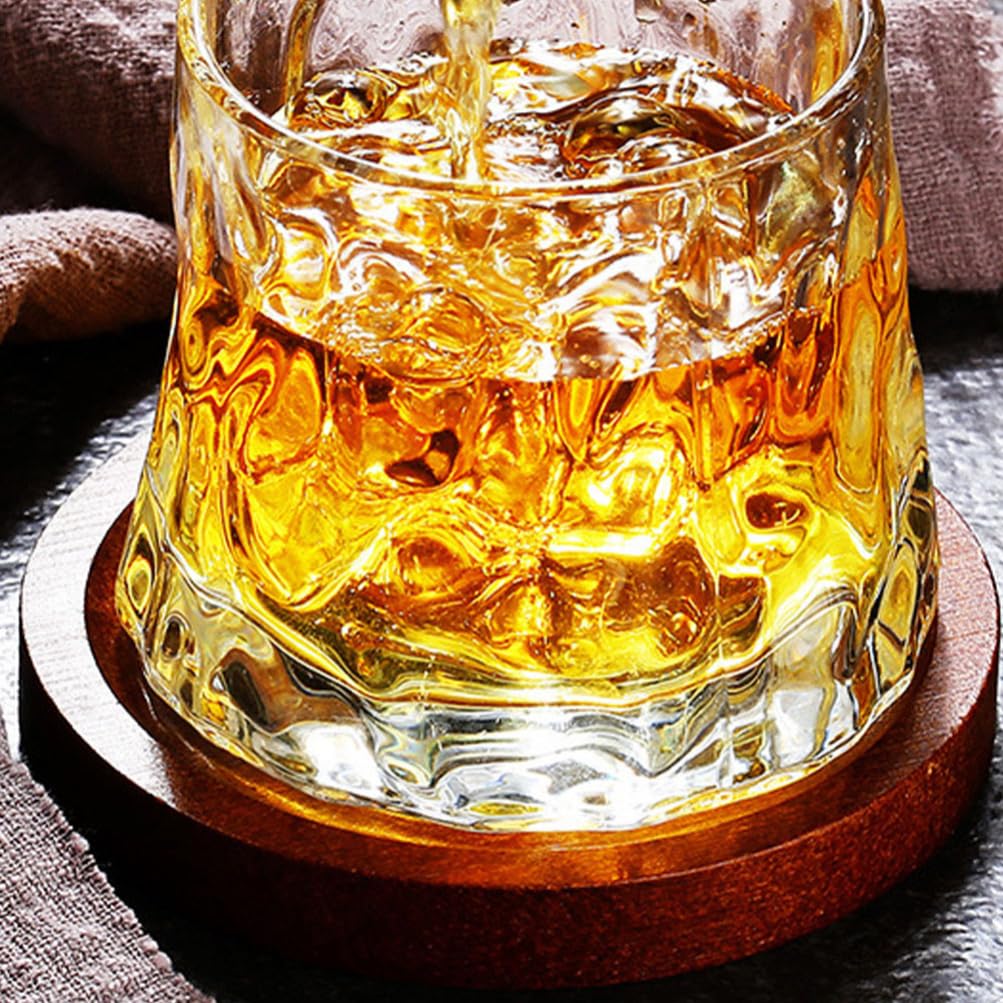 Veemoon Set 6 Sottobicchieri in Legno per Bicchieri di Whiskey Design Creativo Rotante, Antiscivolo e Facile da Pulire, per Feste e Riunioni Familiari