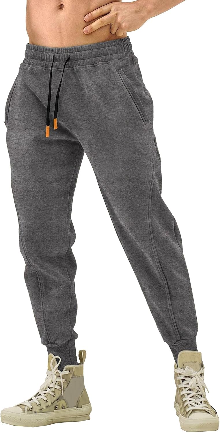 Men's Elastic Waist Daily Basic Pants Casual Regular Fit Athletic Pants Fashion Tapered Workout Trousers