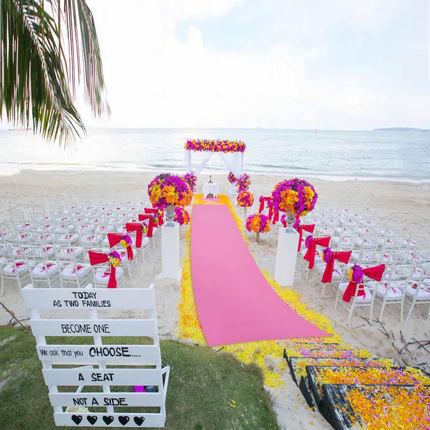 Wedding Aisle Decorations Runway Carpet for Outside Party Beach Wedding Ceremony 140gsm Carpet Runner (Dust-Proof, Pink)