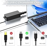 Vista 2 de Cargador USB C Chromebook de 45 W compatible con HP Chromebook, Lenovo Chromebook ThinkPad/Yoga, Asus, Acer, Dell Latitude, Samsung Laptop