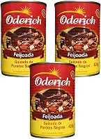 3 Latas Feijoada Enlatada Oderich Lata 420g Sem Conservantes e Sem Glutén