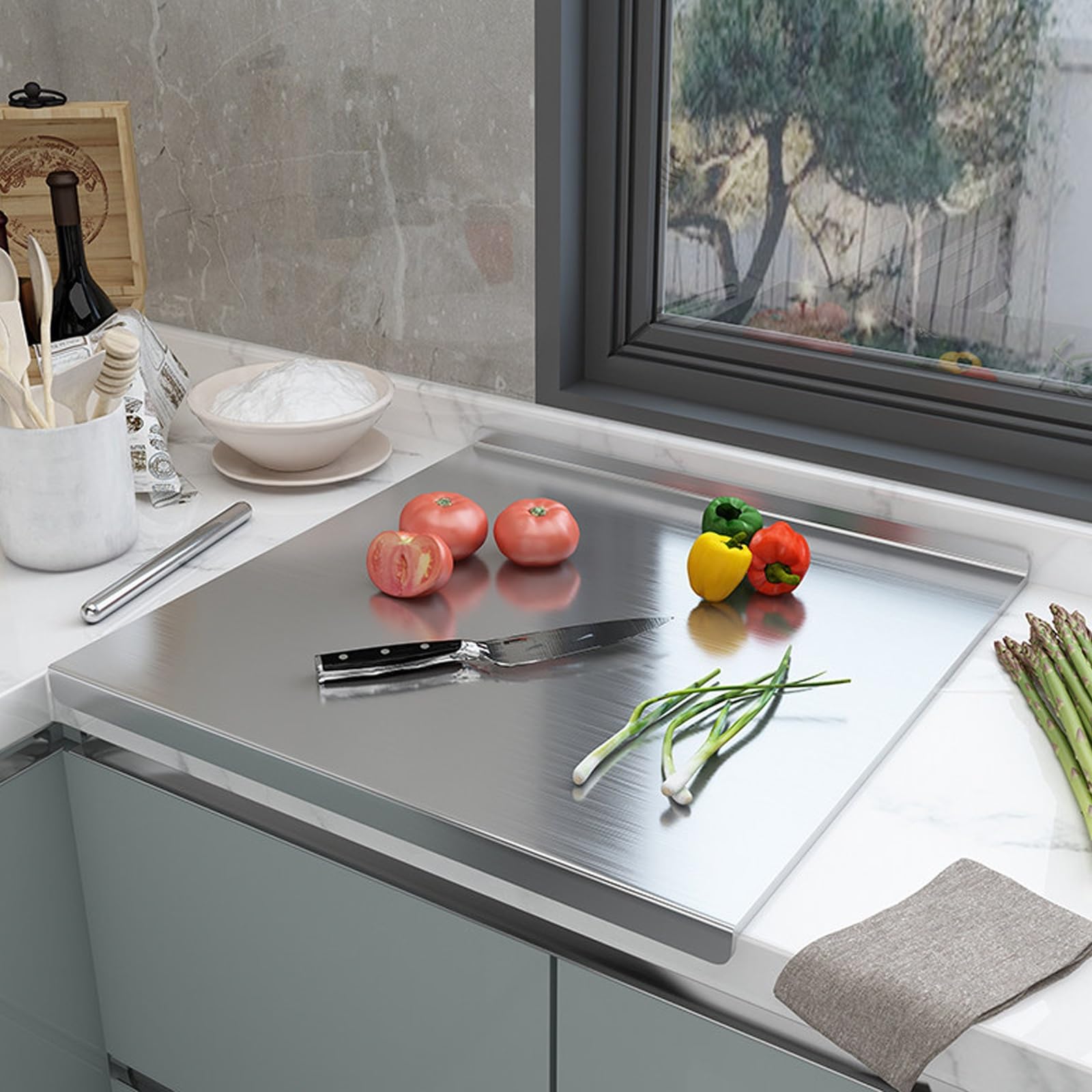 Planche à découper acier inoxydable résistante et robuste pour cuisine