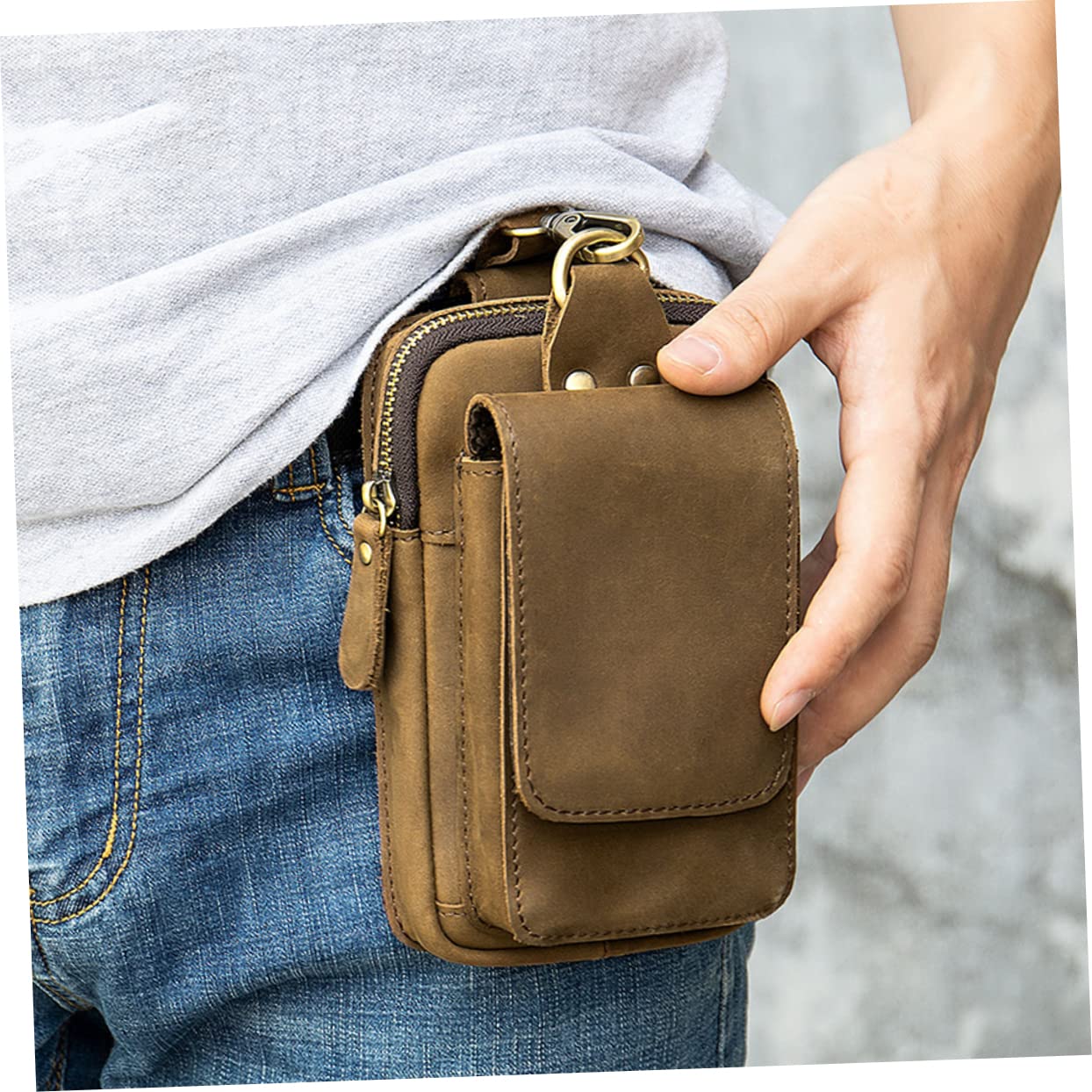 Pochette Ceinture Téléphone Portable Étanche Multifonction Sacoche avec Porte Clés pour Randonnée Camping Cyclisme Voyage Protection Antichoc et Résistante