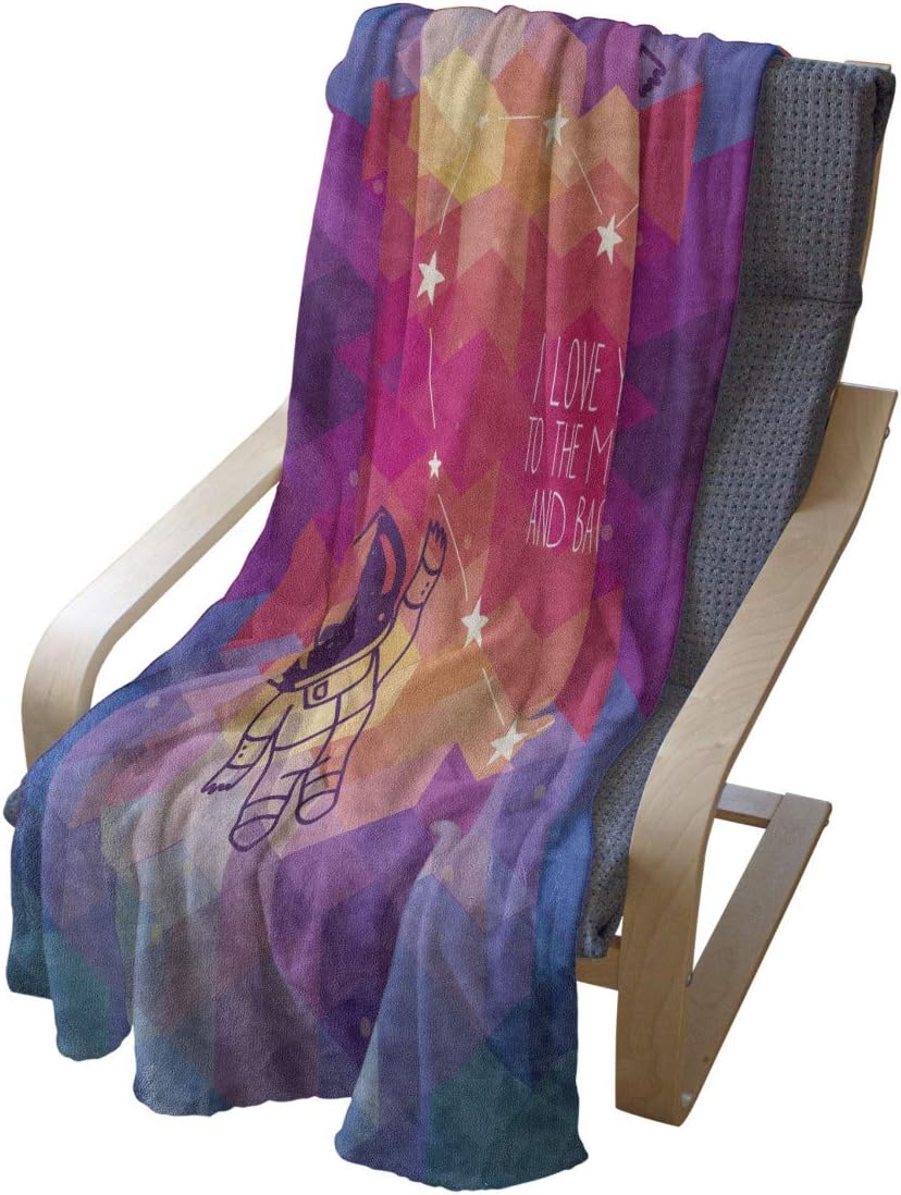 Lunarable Valentines Throw Blanket, I Love You to The Moon and Back Astronauts Floating Romantic Message Poly Art, Flannel Fleece Accent Piece Soft Couch Cover for Adults, 50" x 60", Multicolor