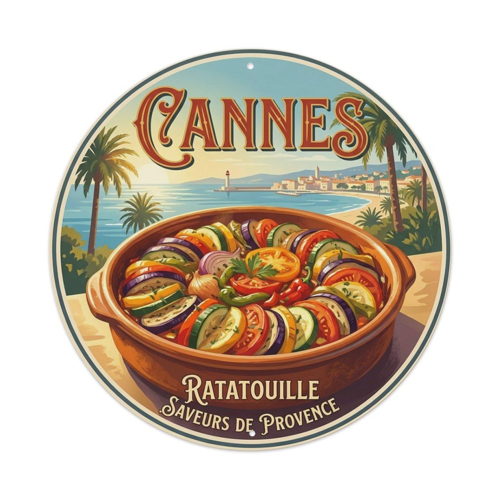 Ratatouille of Cannes Cuisine Travel Vintage Metal Tin Sign