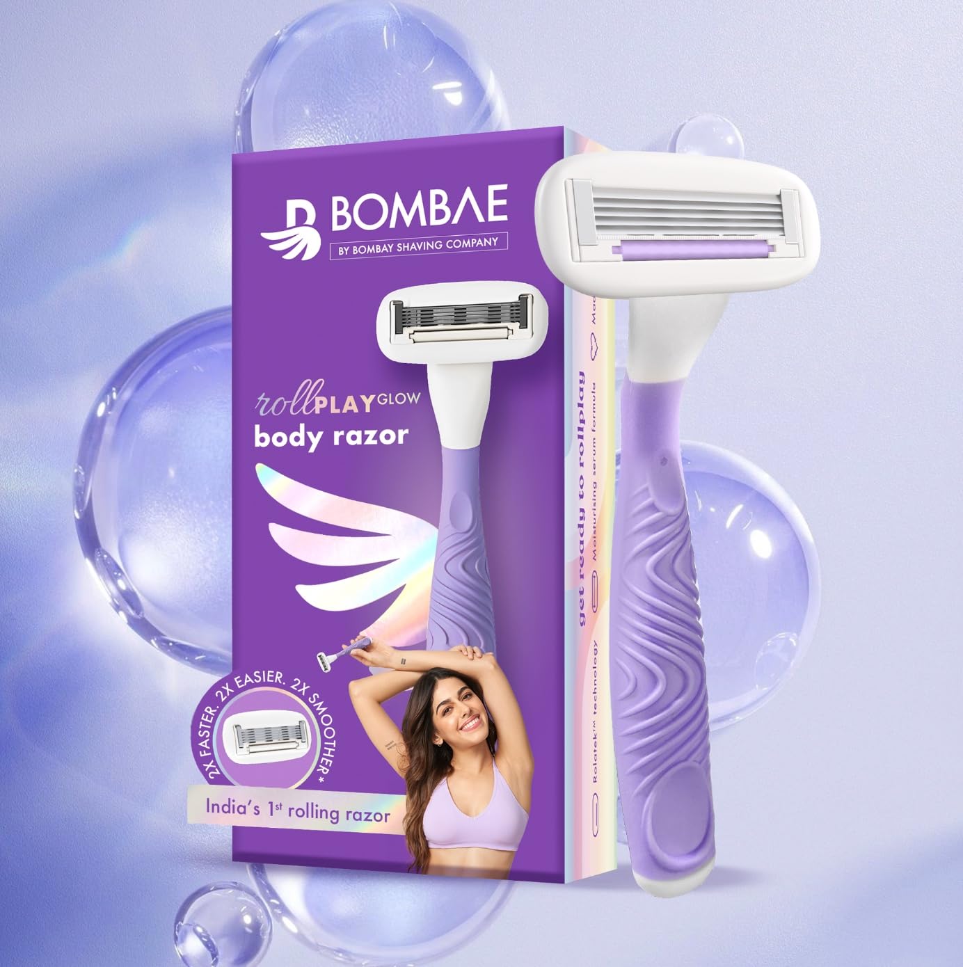 Bombae Rollplay Glow Body Razor for Women | Hair Removal for Women | For Hands, Legs, Bikini and Underarms (B0CLGNS1DP) Amazon Price History, Amazon Price Tracker
