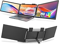 MagicRaven Dual 14" 1080P IPS Laptop Screen Extender - Portable Triple Monitor USB-C Plug & Play for 13-16" Windows/Mac Laptops