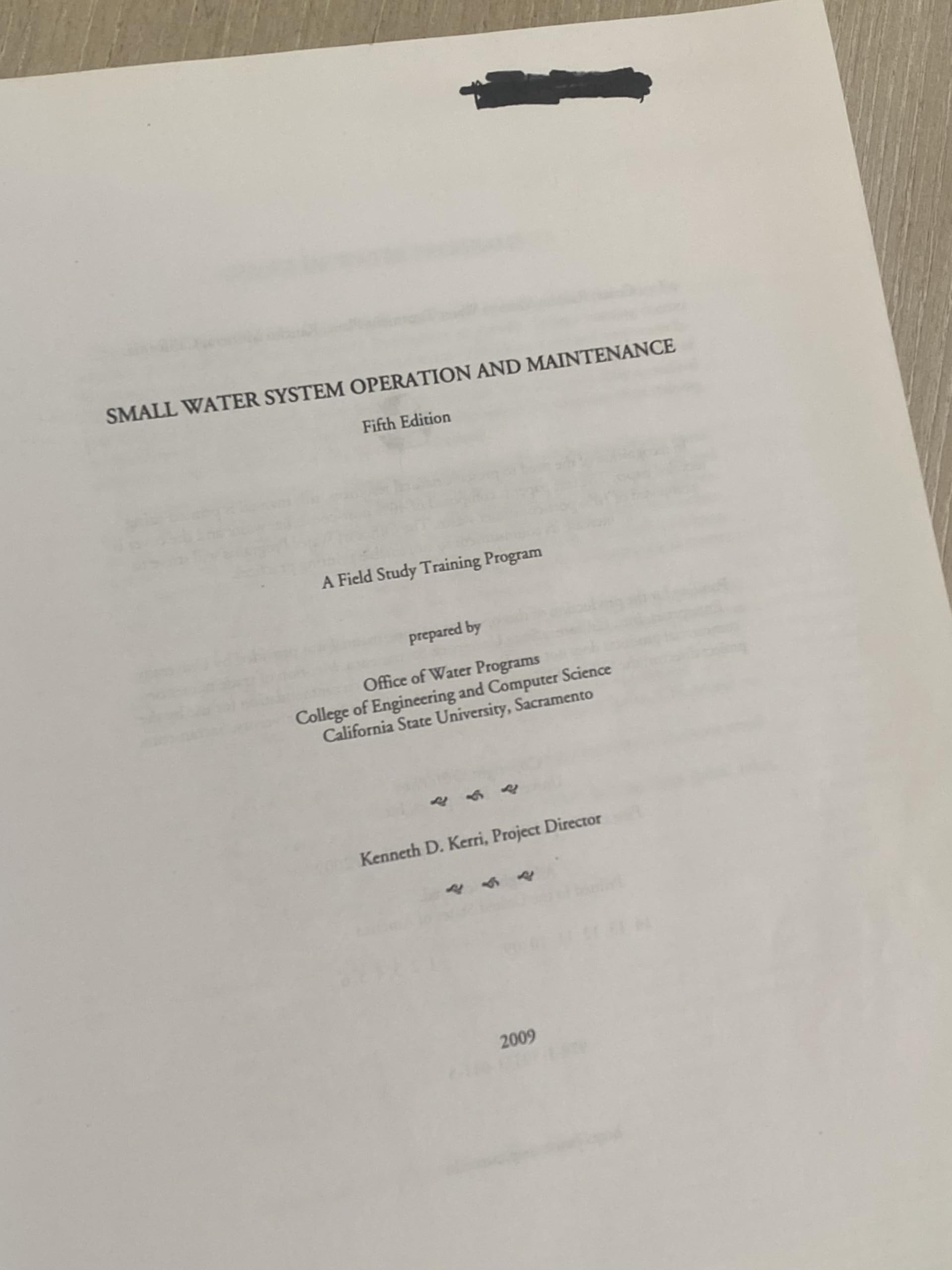 Small Water System Operation and Maintenance