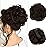 RUWISS Claw Clip Messy Bun Hair Piece Real Human Hair Buns Wavy Curly Chignon Hair Bun Extensions Hair Buns Claw Clip Tousled Updo Ponytail Hairpieces for WomenDark brown