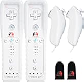 Digital Dynasty 2 Pack Motion Plus Wii Controller with Nunchuks - Wii Remote with Nunchuks Compatible with Nintendo Wii & Wii U (White)