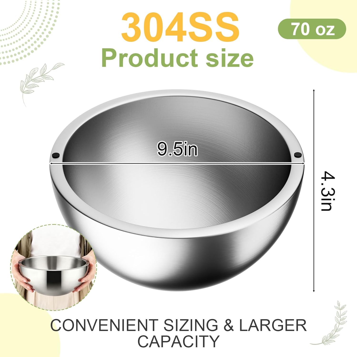 Dip Chiller Bowl - 70oz Capacity - Frozen Ice Stainless Steel Party Serving Bowl - Insulated Dip Dish Platter Keeps Salsa, Guacamole, Condiments, Sauces, Salad & Food Hot or Cold (1 Bowl)