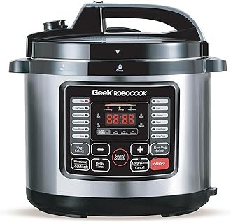Sponsored Ad - Geek Robocook Nuvo 11-in-1 Automatic Electric Pressure Cooker 8 Litre | 2 Year Warranty | 17 India Preset Menu, Instant Electric Cooker Pot, Multipurpose Electric Rice Cooker (Stainless Steel, 8L)