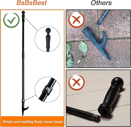 Miniatura 3 de BsBsBest Atizador de fuego para fogata, atizador portátil extra largo de 46 pulgadas para chimenea, campamento, estufa de leña, uso en exteriores e