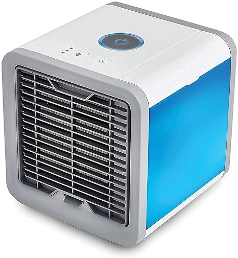 NEATERIZE Mini Portable Air Cooler,Personal Space Cooler Easy to fill water and mood led light and portable Air Conditioner Device Cool Any Space like Home Office. (Blue)