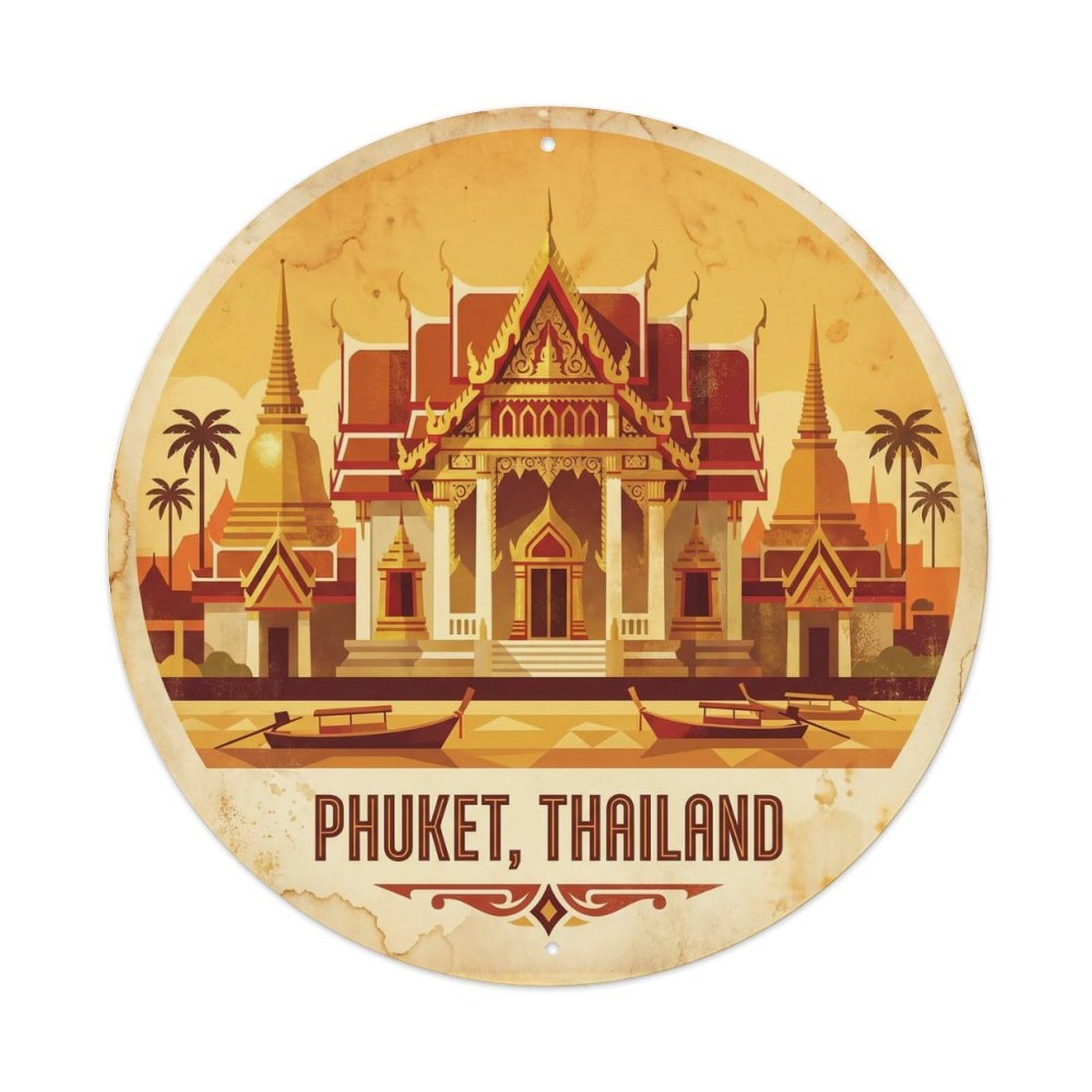 Phuket Mongkol Nimit Temple Buddhist Heritage Sacred Metal Tin Sign