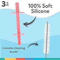 Vista 2 de Nuby Sensory Silicone Tube Teethers - (3 Pack) Textured Infant and Baby Teether Toys - 3+ Months - Purple, Pink, and Yellow