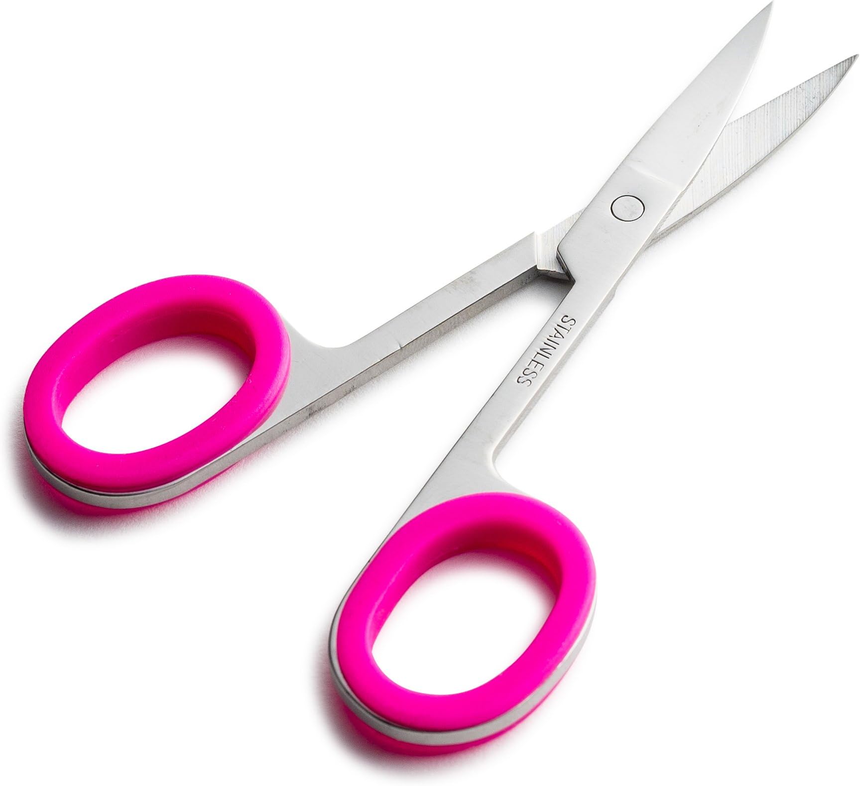 Curved Tip Rubber Grip Nail Scissors (Pink)